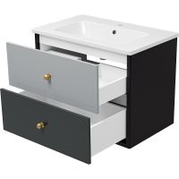 Тумба с раковиной Brevita 50 Shades of Grey Кристиан 80 УТ000014240 подвесная Черная матовая Серая матовая — фото 4, Мебель для ванной