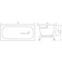 Стальная ванна ВИЗ Antica А-60901 160х70 без антискользящего покрытия — фото 3, Ванны