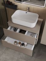 Тумба с раковиной Orange Line 80 Li-80TuLMDF+B03-600W подвесная Латте матовый — фото 4, Мебель для ванной