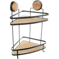 Полка корзина Fixsen Magic Wood FX-940B-2 угловая Черная матовая Дерево — фото 1, Полки для ванной и душа