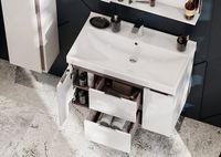 Тумба под раковину Aquaton Рене 76 1A258601NRC80 подвесная Белая Грецкий орех — фото 9, Тумбы под раковину