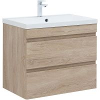 Тумба под раковину Aquanet Нота New 75 334198 подвесная Дуб светлый — фото 1, Мебель для ванной