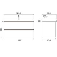 Тумба под раковину Creto Alba 100 11-1105CH подвесная Charleston — фото 4, Тумбы под раковину