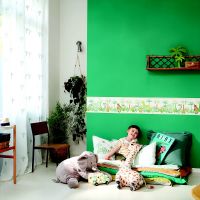 Обои детские Casadeco Rose Nino 69867910 Винил на флизелине (0,53*10,05) Зеленый, Однотонные — фото 2, Обои для стен