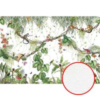 Фреска Ortograf Miracle 33867 Фактура бархат FX Флизелин (4*2,7) Белый/Разноцветный, Листья/Животные/Птицы — фото 1, Фрески