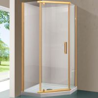 Душевой уголок Vincea Stresa 100x100 VSP-1S100CLG профиль Брашированное золото стекло прозрачное — фото 1, Душевые уголки