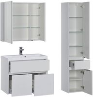 Шкаф пенал Aquanet Латина 35 L 187544 подвесной Белый — фото 4, Пеналы для ванной комнаты