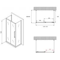 Душевой уголок Abber Schwarzer Diamant 130x60 профиль Хром стекло матовое арт-AG30130MH-S60M-S60M — фото 5, Прямоугольные душевые уголки