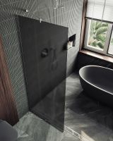 Душевая перегородка Maybah Glass MGD-694-5у 890x1950 в узком профиле Хром матовый стекло графитовое матовое — фото 4, Душевые перегородки