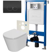 Товар: Комплект унитаза с инсталляцией Point Виктория PN48066BC с сиденьем Микролифт и Черной матовой Хром клавишей смыва - фото 1 Комплект унитаза с инсталляцией Point Виктория PN48066BC с сиденьем Микролифт и Черной матовой Хром клавишей смыва — фото 1, Унитазы