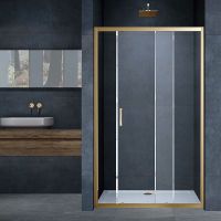 Душевая дверь Vincea Alpha 120 VDS-3AL120CLG профиль Брашированное золото стекло прозрачное — фото 2, Раздвижные душевые двери