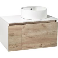 Тумба под раковину Runo Бари 80 00-00001375 подвесная Крафт дуб Белая — фото 2, Тумбы под раковину