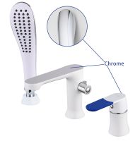 Смеситель на борт ванны Frap H34 F1134 Белый Хром — фото 2, Смесители на борт ванны