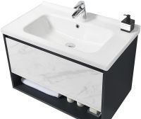 Тумба с раковиной Orans BC-0903 60 903600 подвесная Dark grey White marble — фото 2, Тумбы с раковиной