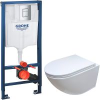 Комплект унитаза Ceruttispa B-2376-3 7183 с инсталляцией Grohe Rapid SL 38772001 с сиденьем Микролифт и клавишей смыва Хром — фото 1, Комплекты унитаз + инсталляция