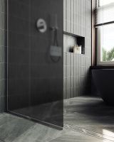 Душевая перегородка Maybah Glass MGD-694-5у 890x1950 в узком профиле Хром матовый стекло графитовое матовое — фото 6, Душевые перегородки