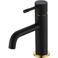 Смеситель для раковины Boheme Uno 461-BG Черный матовый Золото — фото 1, Смесители