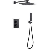 Душевая система Abber Insel AF8051B с термостатом Черная матовая — фото 2, Встраиваемые душевые комплекты