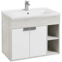 Тумба под раковину Aquaton Флай 80 1A237401FAX10 Белая Дуб крафт — фото 1, Тумбы под раковину