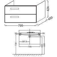 Тумба под раковину Jacob Delafon Rythmik 80 EB1303-E70 подвесная Арлингтонский дуб — фото 5, Тумбы под раковину