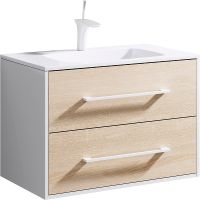 Тумба под раковину Aqwella 5 Stars Маями 75 MAI0175 подвесная Белая Дуб сонома — фото 1, Тумбы под раковину