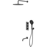 Душевая система Whitecross Y gunmetal YSET11TOPGM с термостатом Оружейная сталь — фото 1, Душевое оборудование. Душевая программа