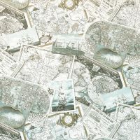 Обои Solo Maps E800304 Винил на флизелине (1,06*10) Бежевый/Бирюзовый, Карты — фото 1, Обои для стен