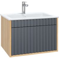 Тумба под раковину Onika Дайлер 60 106151 подвесная Графит Дуб сонома — фото 1, Мебель для ванной