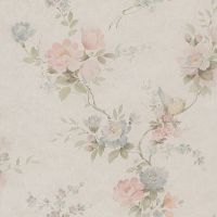 Обои Zambaiti Parati Satin Flowers IV Z66857 Винил на флизелине (0,53*10,05) Бежевый/Розовый/Голубой, Цветы — фото 1, Обои для стен