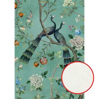 Фреска Ortograf Flora 31260 Фактура флок FLK Флизелин (1,9*2,7) Зеленый/Разноцветный, Птицы/Цветы — фото 1, Фрески