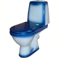 Унитаз компакт Rosa Премьер 4620008191171 Синий декор с бачком и сиденьем — фото 1, Напольные унитазы