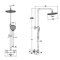Душевая система Vitra Aquaheat Bliss A4720536EXP с термостатом Черный матовый — фото 5, Душевые стойки