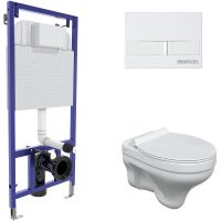 Комплект унитаза с инсталляцией Berges Novum 042436 с сиденьем Микролифт и Белой клавишей смыва — фото 1, Комплекты унитаз + инсталляция