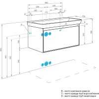 Тумба под раковину Aquaton Либерти 90 1A279901LYC70 подвесная Дуб эльвезия Белая — фото 26, Тумбы под раковину