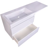 Тумба под раковину Style Line Даллас Люкс Plus 140 L СС-00002386 подвесная Белая — фото 3, Тумбы под раковину