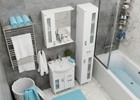 Зеркало со шкафом Onika Кристалл 58.01 205817 с подсветкой Белое — фото 4, Зеркальные шкафы в ванную