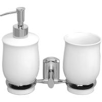 Дозатор для жидкого мыла WasserKRAFT K-24189 со стаканом для зубных щеток Хром — фото 1, Дозаторы