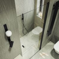 Товар: Душевая дверь Maybah Glass MGD-809-6 900x1980 на монопетле Черный стекло прозрачное - фото 4 Душевая дверь Maybah Glass MGD-809-6 900x1980 на монопетле Черный стекло прозрачное — фото 4, Душевые двери в нишу