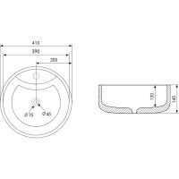 Раковина Abber Bequem 41 AC2104MB Черная матовая — фото 5, Раковины накладные