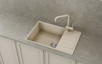 Кухонная мойка Ulgran Quartz Prima 760-01 Жасмин — фото 2, Кухонные мойки