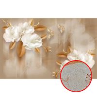 Фреска Ortograf 3D 6693 Фактура бархат золото FX-G Флизелин (4,3*2,7) Бежевый/Золото/Белый, Цветы/Абстракция — фото 1, Фрески