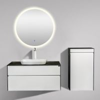 Тумба с раковиной Black&White Universe U907.1000-1 100 907U1000-1 подвесная White matt Lauren gold — фото 8, Мебель для ванной