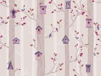 Фреска детская Ortograf Little Friends 34405 Фактура бархат FX Флизелин (4*3) Бежевый/Розовый, Деревья/Птицы — фото 2, Фрески