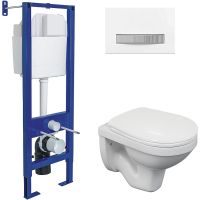 Комплект унитаза Berges Gamma с инсталляцией Atom Line 043334 с сиденьем Микролифт и Белой Хром глянец клавишей смыва — фото 1, Комплекты унитаз + инсталляция