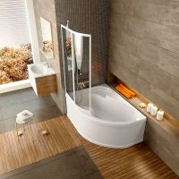 Шторка на ванну Ravak Supernova VSK2 Rosa 170 L 76LB0100Z1 профиль Белый стекло Transparent — фото 4, Шторки для ванной распашные