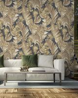 Обои Solo Гавайи SL8928-25 Винил на флизелине (1,06*10) Бежевый/Коричневый/Черный, Листья — фото 2, Обои для стен