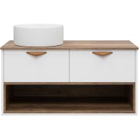 Тумба под раковину Brevita Bergen 105 BER-07105-19-01-2Я подвесная Белая матовая Дуб Галифакс олово — фото 3, Мебель для ванной