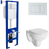 Комплект унитаза с инсталляцией Berges Atom 042430 с сиденьем Микролифт и Белой клавишей смыва — фото 1, Комплекты унитаз + инсталляция