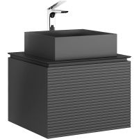 Тумба под раковину Jorno Stone 60 Stn.01.60/P/A/JR подвесная Антрацит — фото 1, Тумбы под раковину