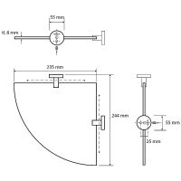 Стеклянная полка Bemeta Neo 104102015 угловая Нержавеющая сталь — фото 3, Полки для ванной и душа